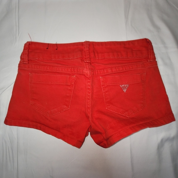 Guess Super Short Red Jean Shorts Juniors Size 25 - Picture 2 of 10